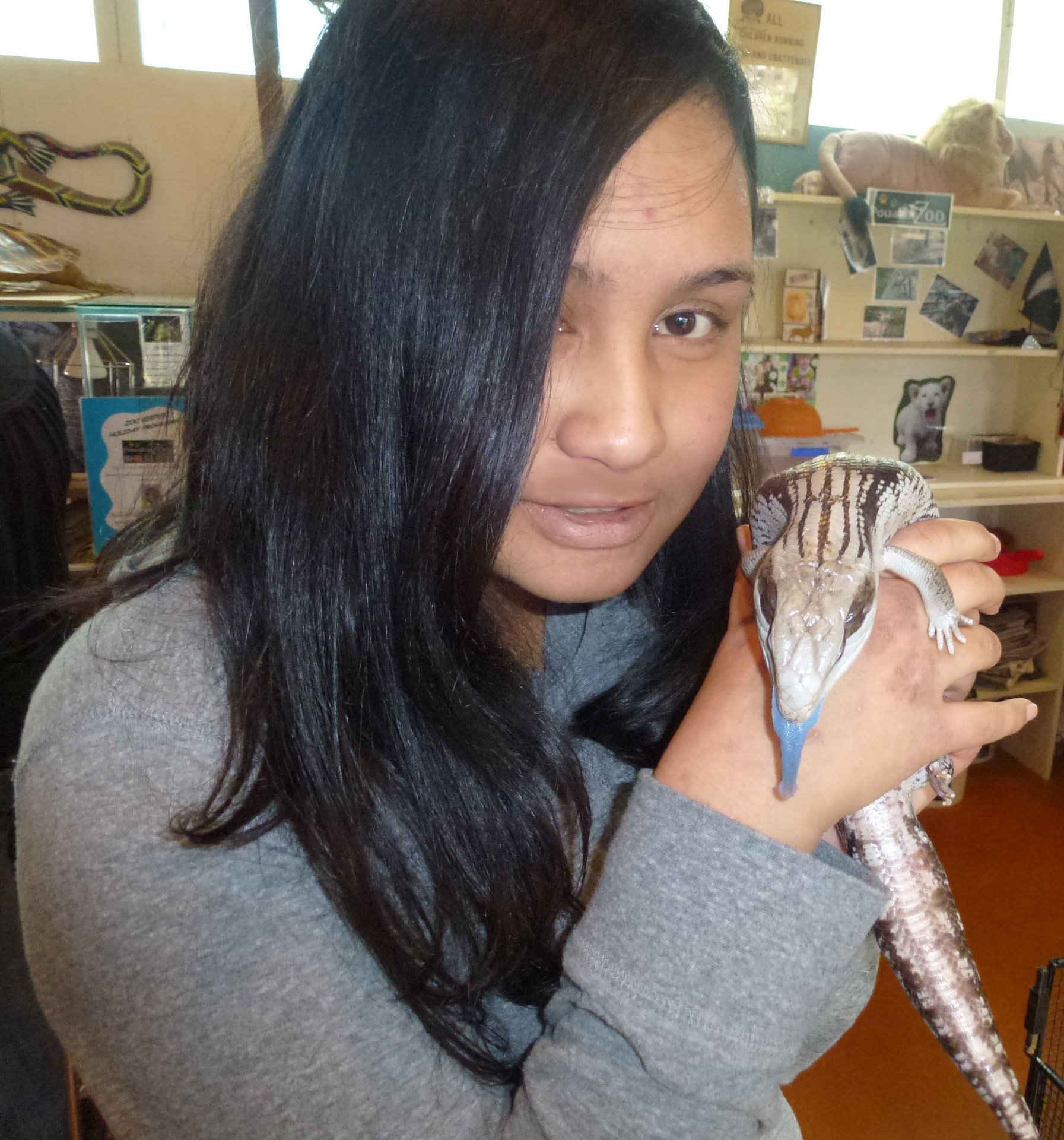 Voluntee Fun: New Plymouth “little sister” Wiki enjoys her ultimate animal experience encounter kindly sponsored by Fiona Carson of Pouakai Zoo. Photo: Supplied 