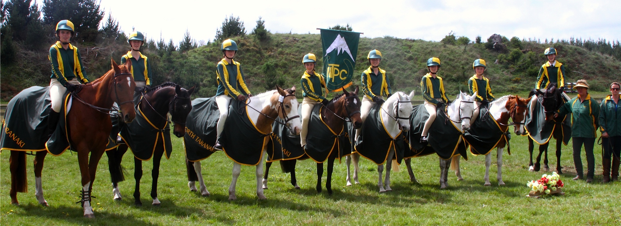 TARANAKI SUCCESS: Representing North Taranaki the Huntaways team of C Herbert (left), V Berrie, A Spurway, S Megchelse, S Henderson, O Thompson-Booth, M Henderson, P Grayling and Coaches: H Marshall and L Quay won second place at the North Island Show Hunter championships. PHOTO: Supplied 