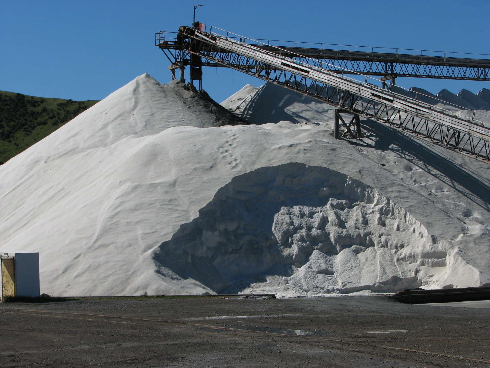 It is hard to imagine that you are looking at mountains of salt, but these small hills are salt at Lake Grassmere Salt Works