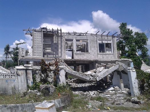 The concrete buildings turned to rubble.