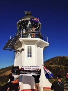 Brando Yelavich finishing his epic over 8,000 km journey around the NZ coastline.