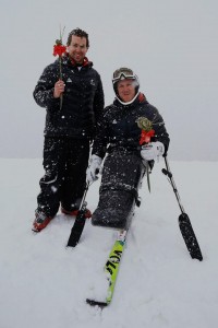 Adam J Hall first place at Winter Games NZ IPC Alpine Skiing Slalom at Coronet Peak today Snow Sports NZ team mate Corey Peters Alpine Ski Racer second in the sitting category. 