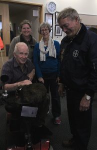 Owen Henry with Sparky, Denise Rowland, Karen Schumacher and Robert Webb.