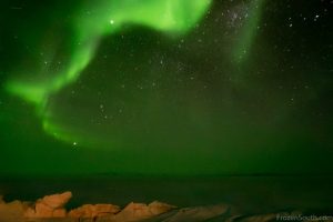 One of the last auroras seen at Scott Base this year as the skies brighten more each night, and we head into summer. 24hr sunlight is just over a month away. Photo by - Anthony Powell